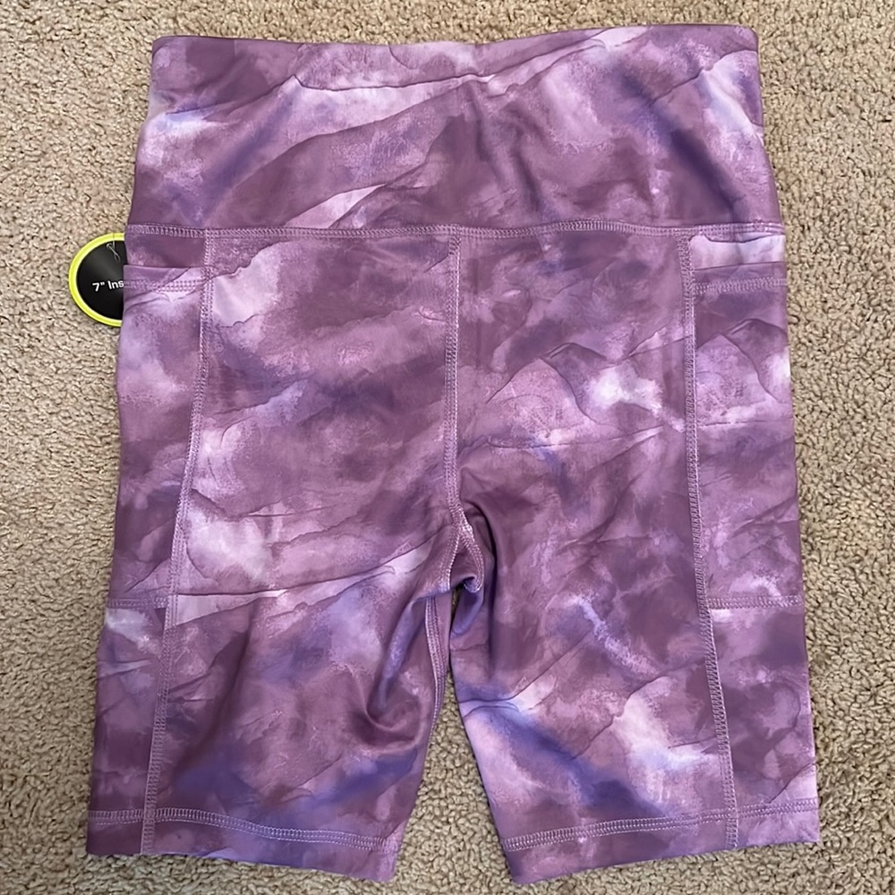 Athletic Works Purple Cloud Print Yoga Shorts Size XS 0-2